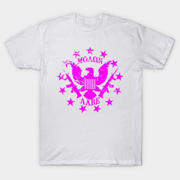 Molon Labe US Great Seal and Stars Magenta T-Shirt by AStickyObsession